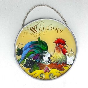 Vtg Stained Glass Rooster Decor for Window Stained Glass Art Hanging Ornament